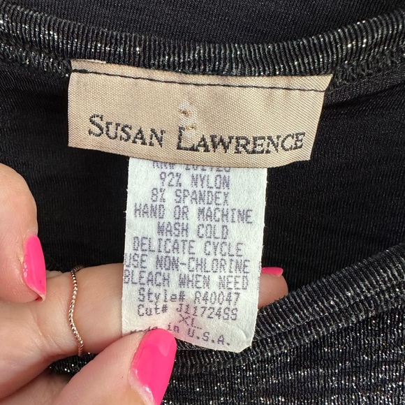 Susan Lawrence Black and Silver Glitter Knit Dress and Jacket Set XL - Picture 4 of 8